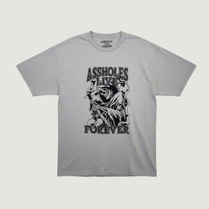 As*holes Live Forever Grim Reaper Graphic T-Shirt‎ Grey Mens XXL